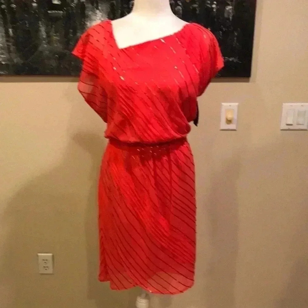 NWT Vince Camuto Women's Sequined Beaded Asymmetrical Neck Dress-Size 4